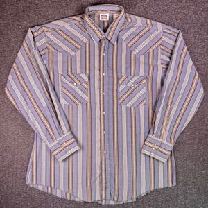 Western Frontier shirt Mens XL Pearl Snap Striped Long Sleeve Cowbot Rodeo Ranch